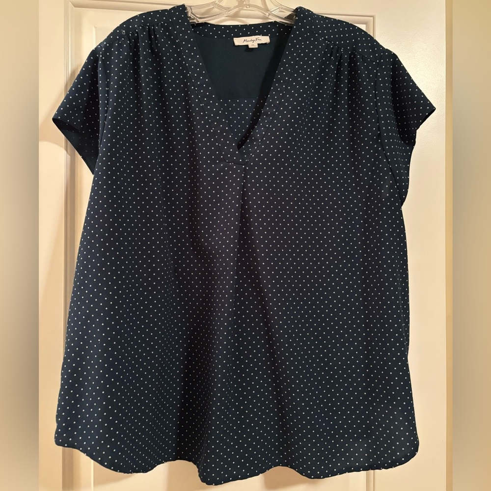 Stylish Teal Polka Dot Blouse